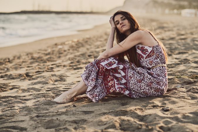 Woman with dress at the beach