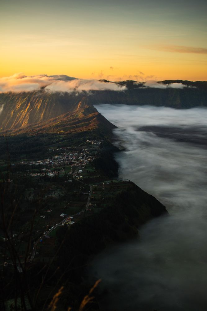 Foggy Village at Mount Bromo