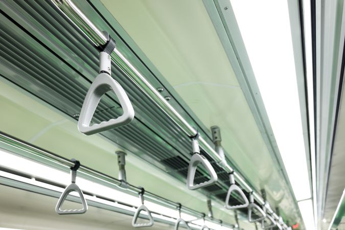 Close Up  Train, Subway or Metro Hanging Hand Rail