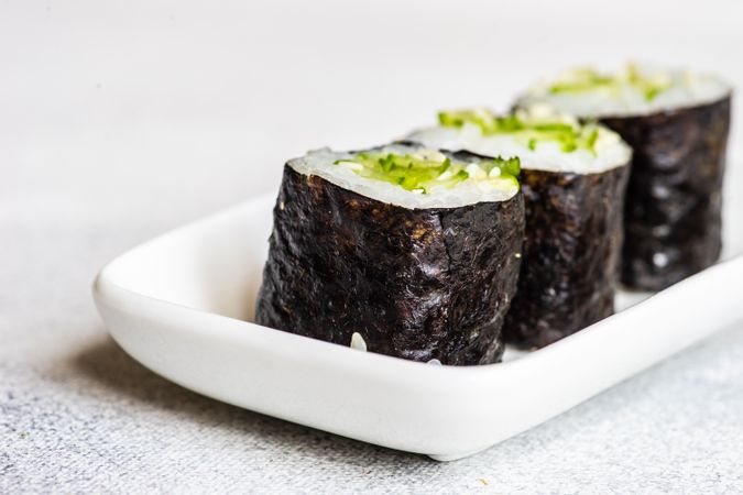 Close up of vegetable sushi rolls