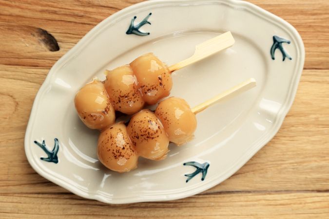Mitarashi Dango is a popular Japanese street food.