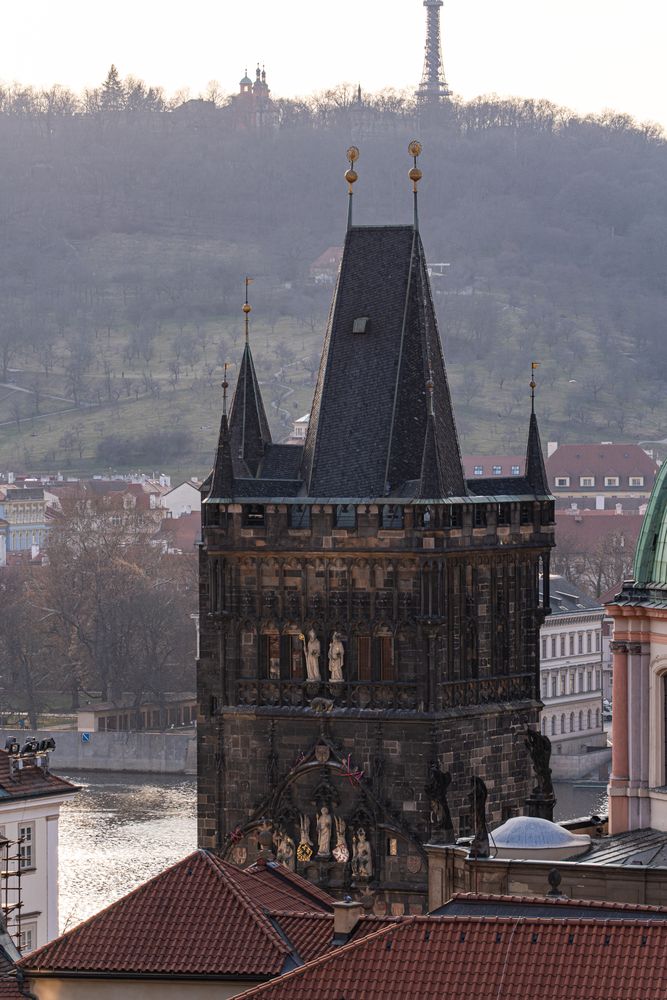 Medieval towers of Charles bridge in Old Prague