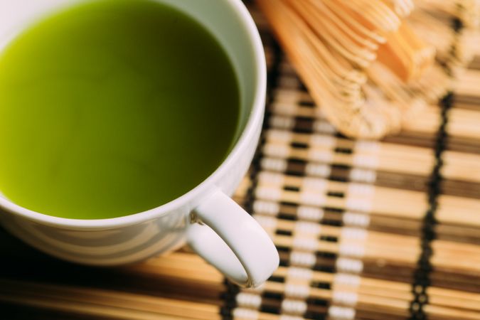 Preparing matcha tea