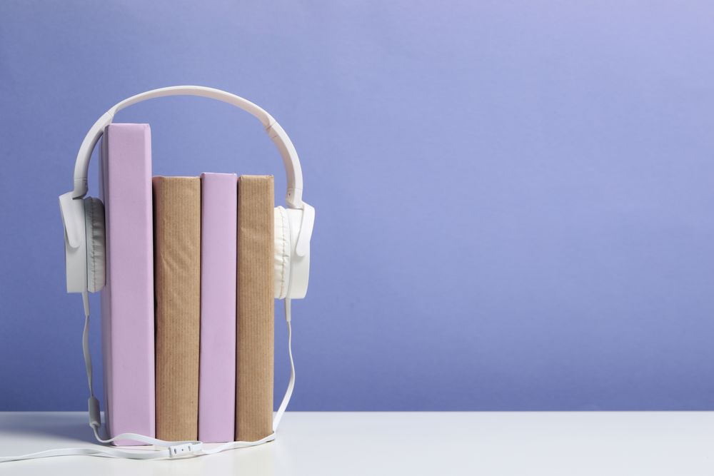 Concept of audio book, space for text