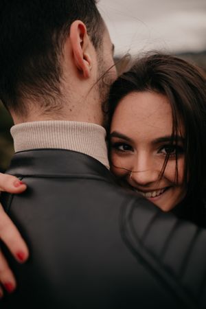 Happy couple hugging