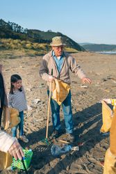 Volunteers preparing to clean the beach
