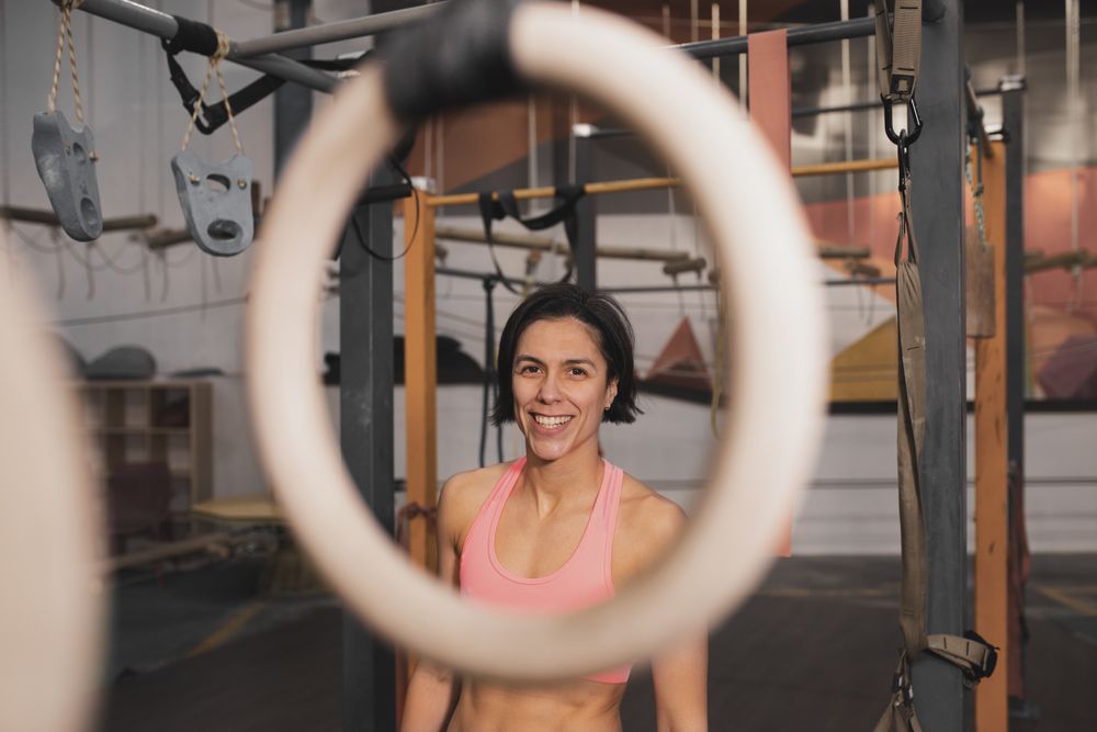 Athletic woman training in gym