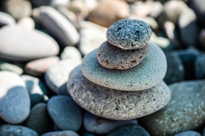 Beach stones in a pile as a background