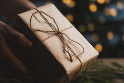 Eco friendly Christmas gift in hands