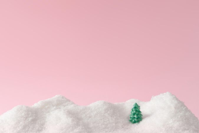 Snowy Christmas winter landscape background with tree