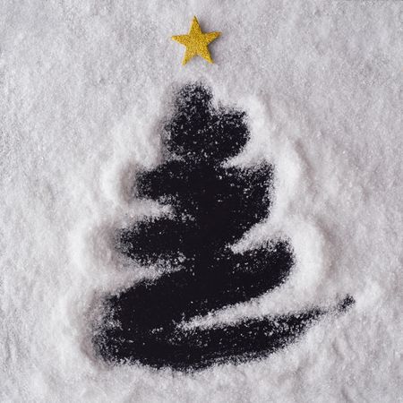 Christmas tree made in snow