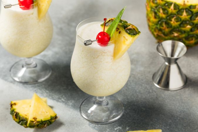 Refreshing Blended PIna Colada Cocktail with Rum