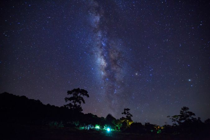 Landscape milky way galaxy with star and space dust in the universe, Long exposure photograph, with grain.