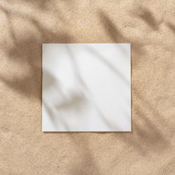 Sand with palm leaf shadows and central square