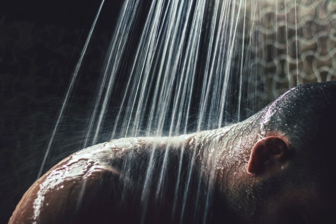 Close-up portrait in the shower