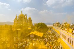 Jejuri, Maharashtra, India - Dec 30, 2024: Palkhi of Lord Khandoba at the famous and beautiful Khandoba temple at Jejuri during the festival of Somvati Amavasya