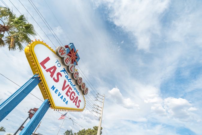 Las Vegas road sign over blue sky