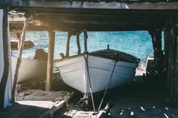 Boats anchored in the pier