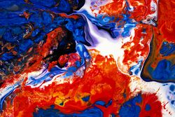 Blue and Red Fluid Art, Abstract Acrylic Pouring