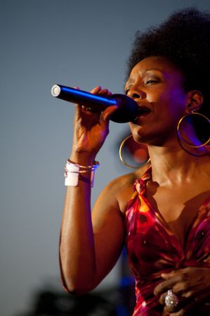 Los Angeles, CA, USA - July 12, 2012: Close up of Nailah Porter singing on stage