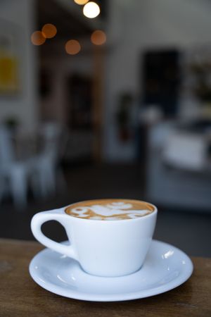 Coffee in a coffee shop with a blurry background