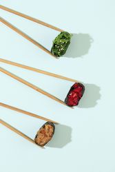 Top view of colorful delicate sushi