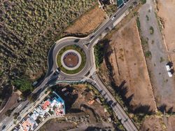 Drone view of city roadway