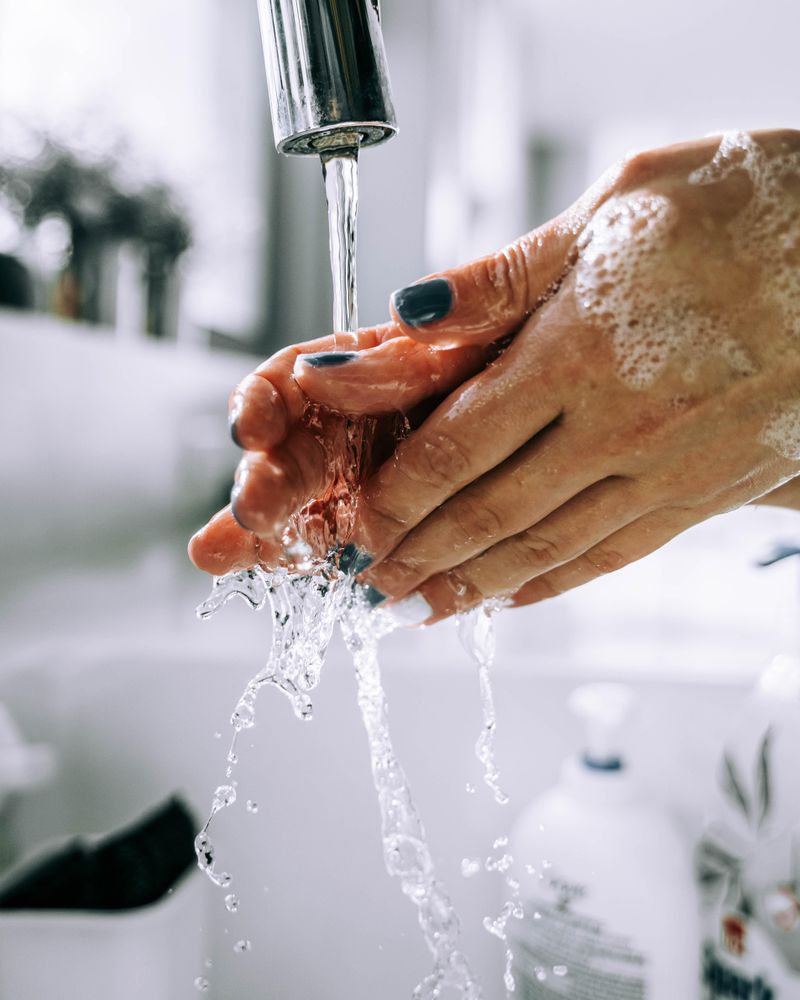Person washing hands