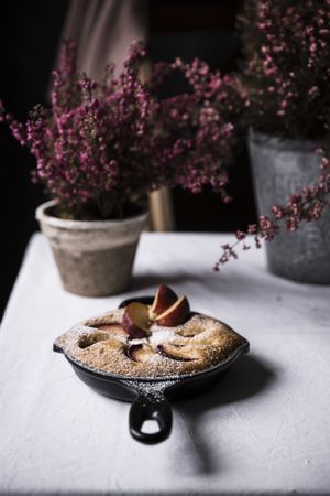 Plum cake in the pan
