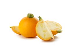 Fresh round zucchini isolated on plain background