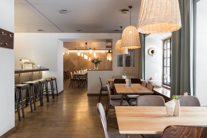 Interior of cozy restaurant