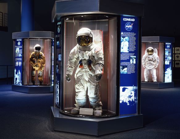 Astronaut uniform display at the Lyndon B. Johnson Space Center, Houston, Texas
