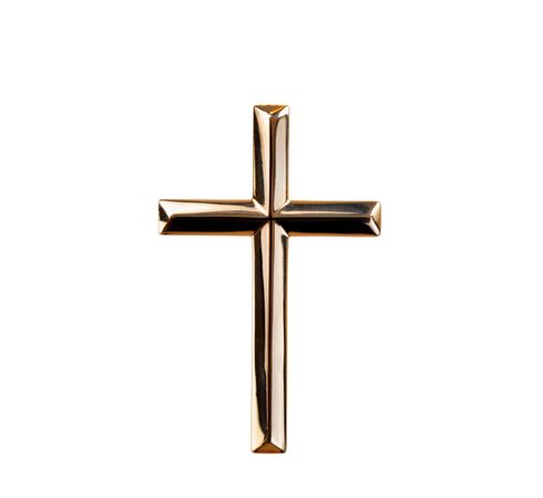 Gold cross isolated on blank background
