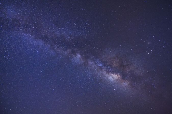 milky way galaxy and space dust in the universe, Long exposure photograph, with grain.