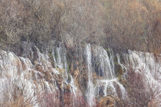 Wonderful waterfall near tree