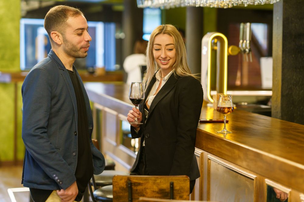 Man and woman on date in bar
