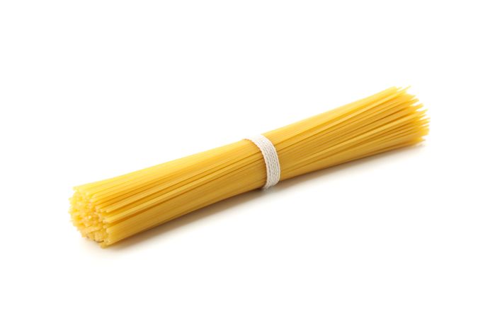Tasty pasta isolated on plain background. Spaghetti food