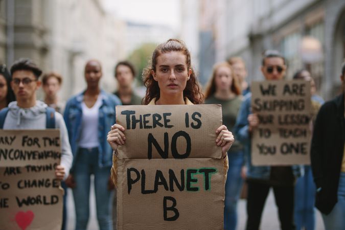Group of activists protesting to save earth