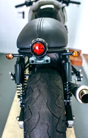 Back view of customized motorcycle
