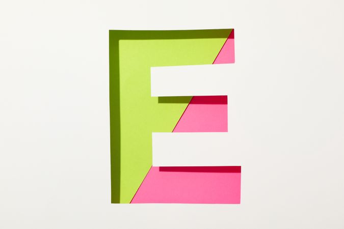 Two color letter E on blank background, space for text