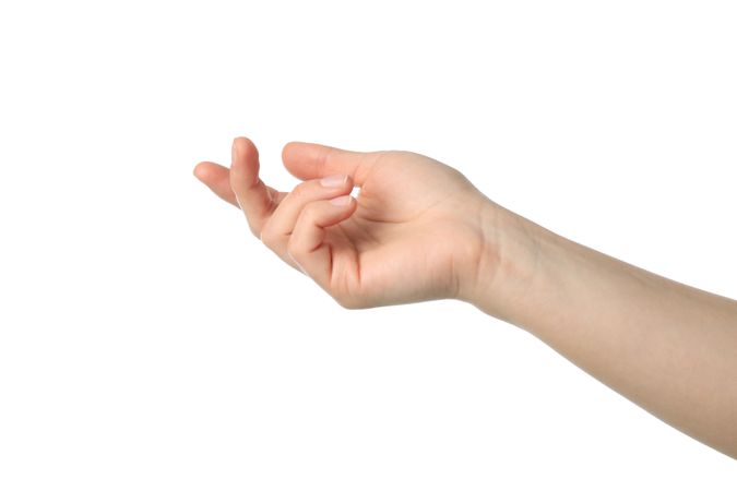Female hand showing gesture, isolated on blank background