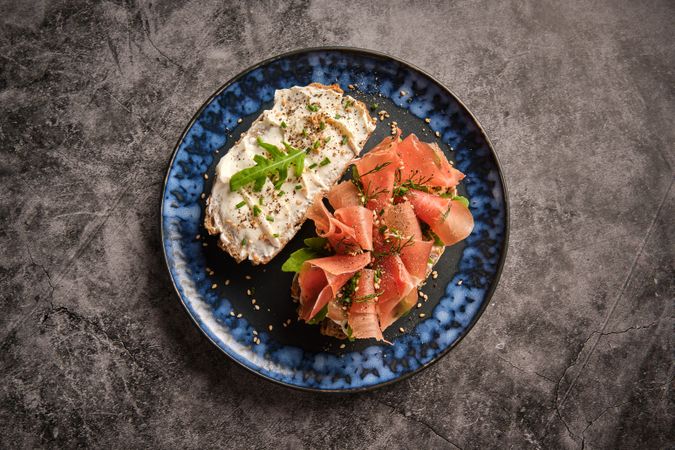 Appetizing fresh bruschetta served on plate