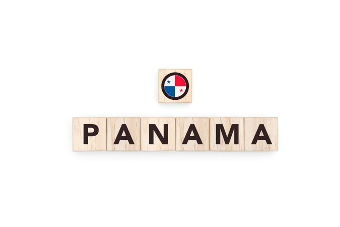 Wooden blocks bearing the name and flag of Panama.
