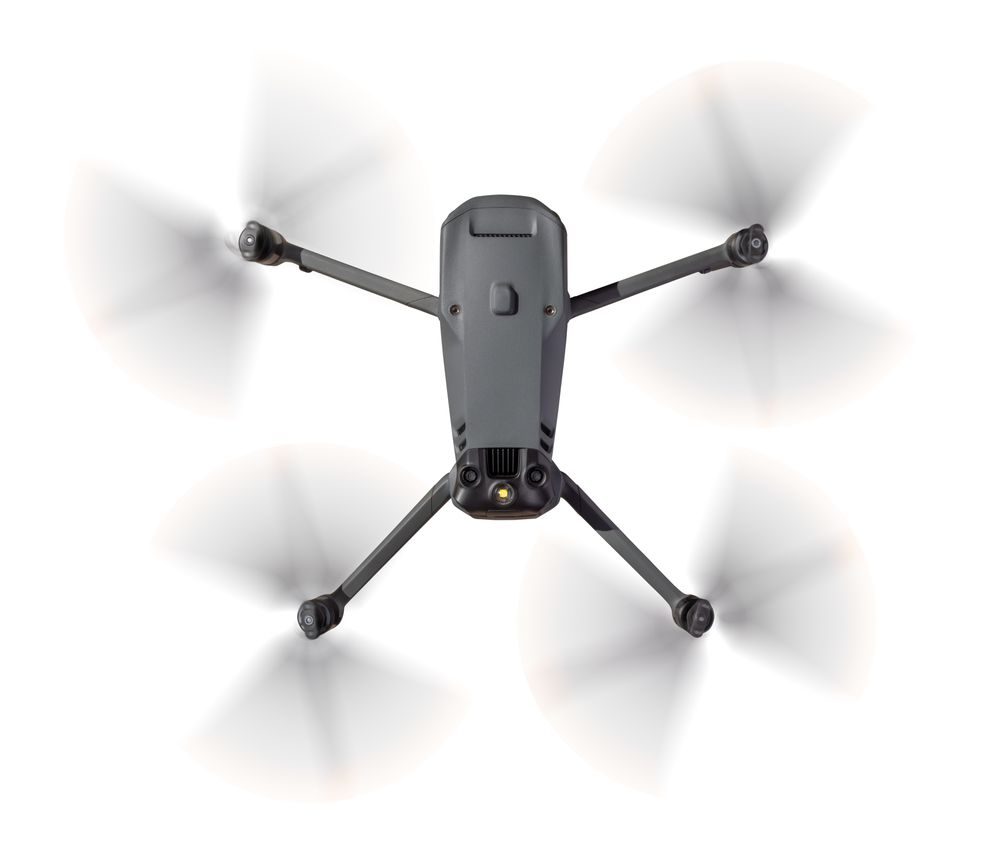 Top View of a Drone Quadcopter UAV In Flight