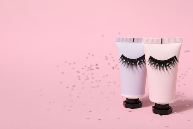concept of cosmetology tools and beauty treatment, false eyelashes