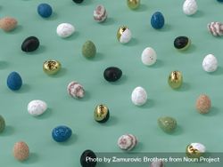 Marble, golden, green,  Easter eggs on pastel green background 5rvLp5