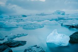 Majestic icebergs in tranquil blue water