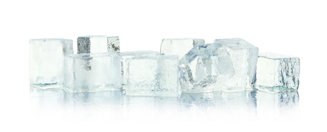 Wide shot of clear square ice
