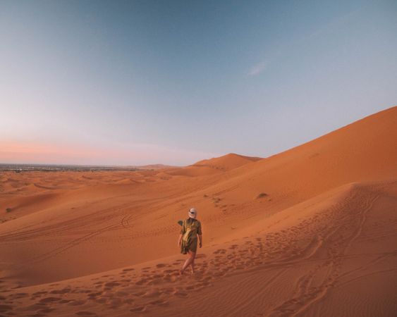 Person walking on desert
