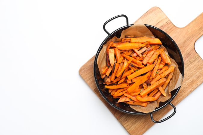 Concept of tasty food - sweet potato fries